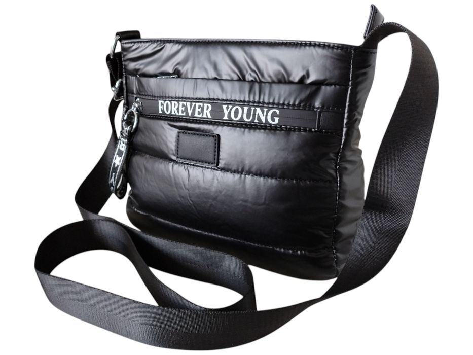 Torebka Damska, Miejska Mała Pikowana Listonoszkaę, Kolor Czarny