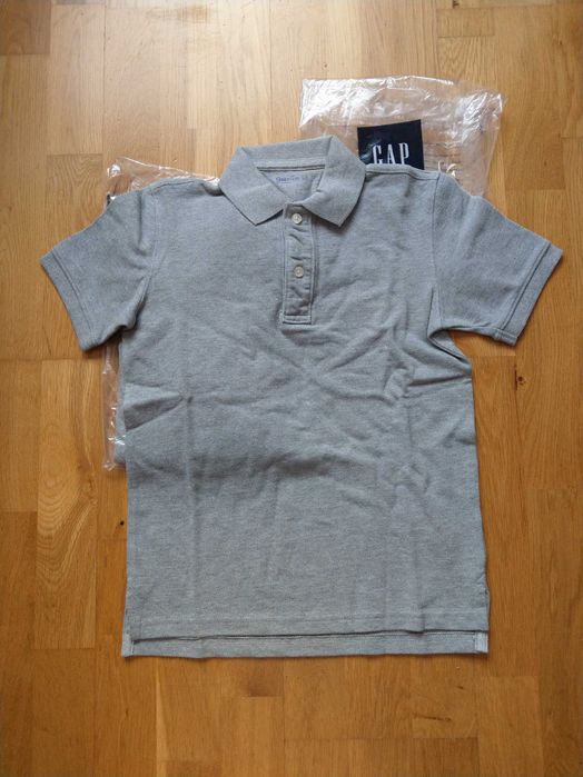 GAP Nowy Polo t-shirt bawelna 130cm 8-9 lat szary bluzka chlopieca