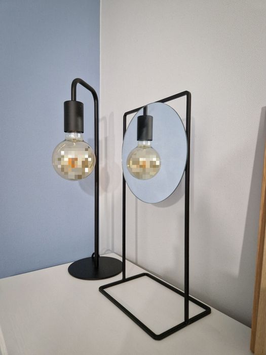 Lustro lusterko stojące metal czarny lampka żarówka loft lexman home&y