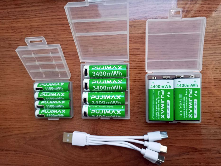 Аккумулятори AAA PUJIMAX 1.5V або типe Крона 9V. Зарядка Type-C