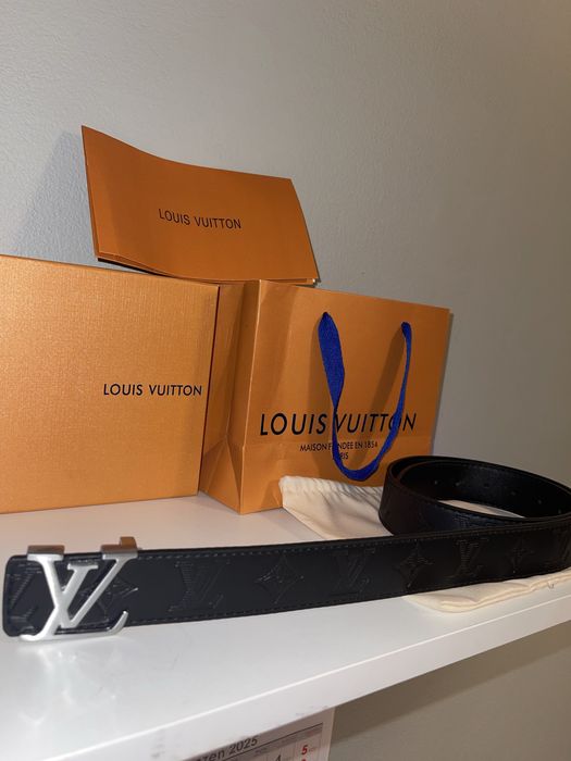 Pasek męski LV 110cm czarny wzor