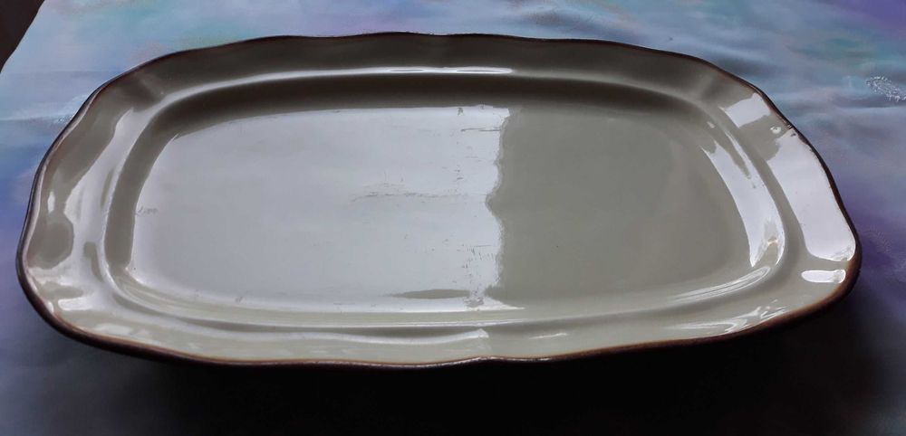 Półmisek prostokątny beżowy porcelitowy Pruszków PRL