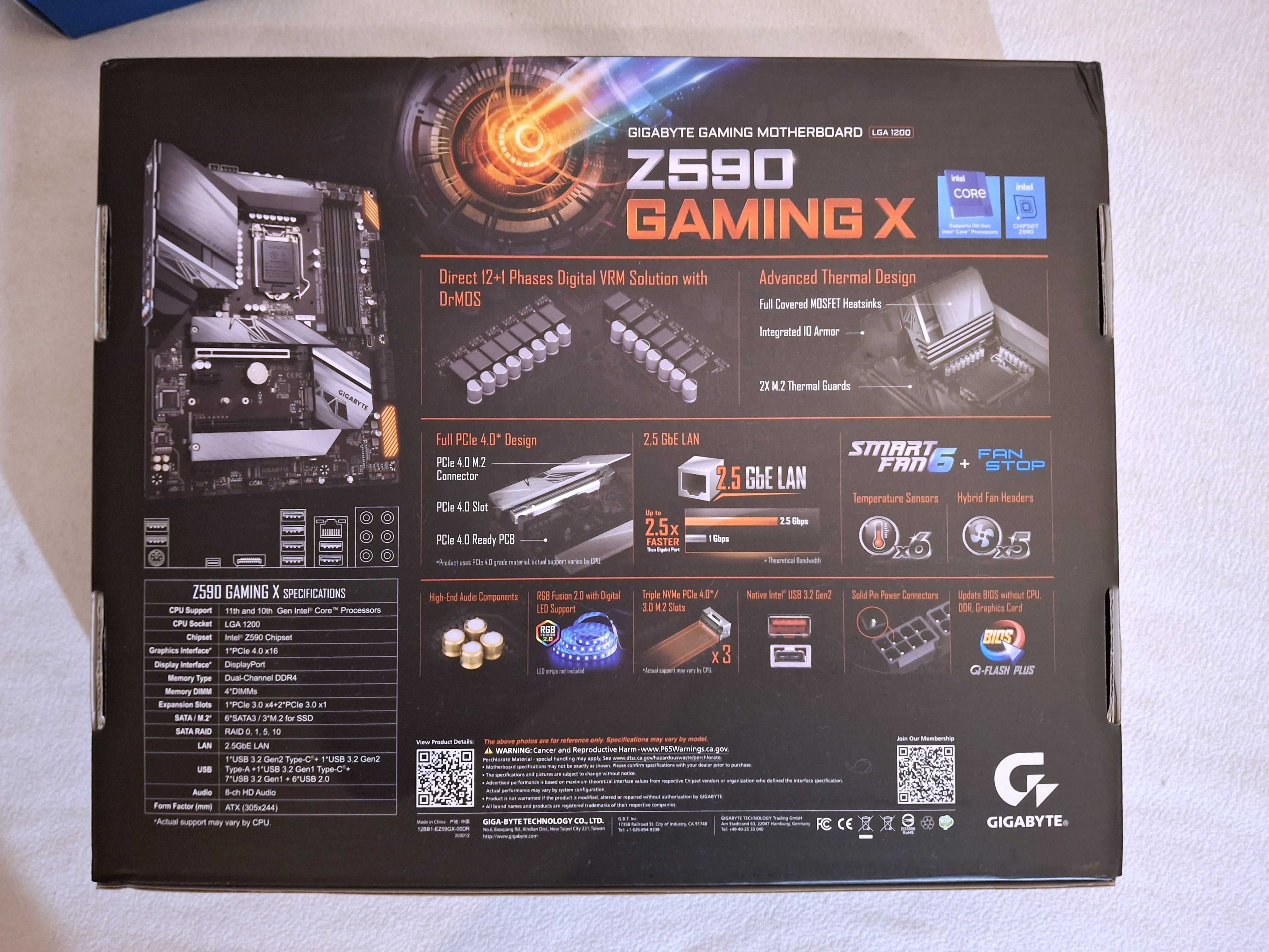 Gigabyte Z590 GAMING X + Intel Core i5-11400F + Fera 5