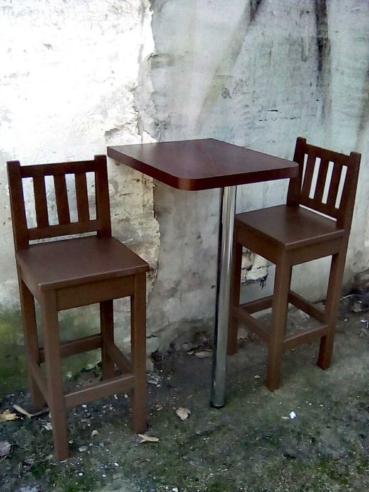 Hoker barowy Krzesła kuchenne + stolik barowy  Wenge KOMPLET