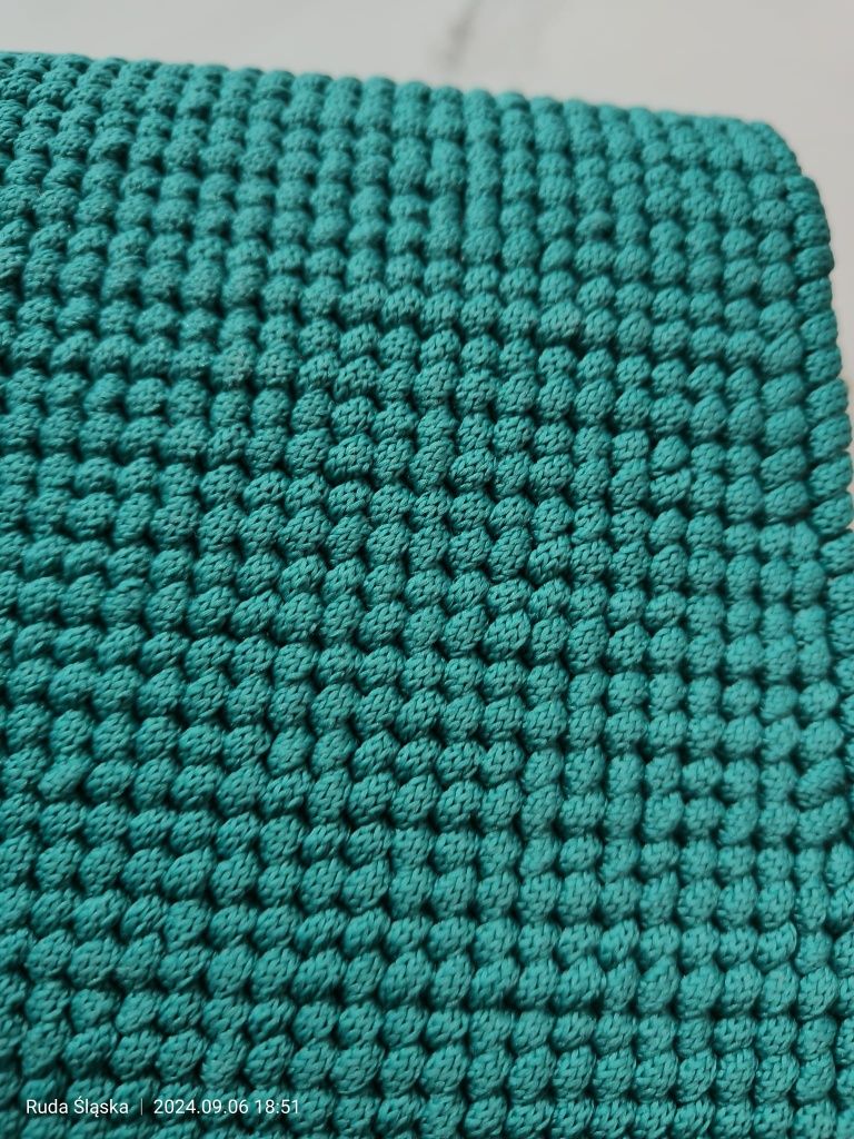 Zielona Torebka Kopertówka Wyszywana na Kanwie z podszewką  Handmade