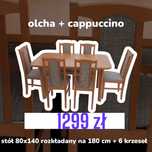Nowe : STÓŁ + 6 KRZESEŁ, OLCHA + CAPPUCCINO , dostawa cała Polska