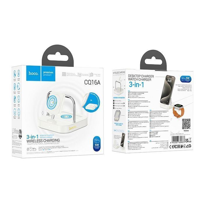 Ładowarka indukcyjna Hoco 3w1 3A 5W kompatybilna z Apple Watch CQ16A