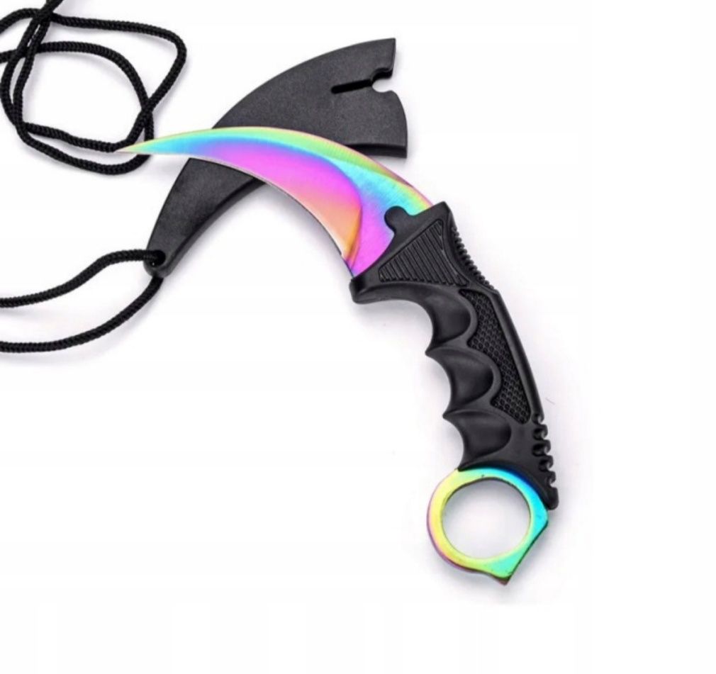 Nóż karambit zakrzywiony 19,5 cm FULL TANG CS GO stal nierdzewna etui