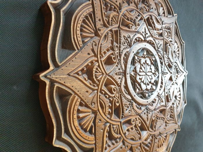 Mandala orientalna kolonialne styl rzeźbiona płaskorzeźba drewno 48cm!