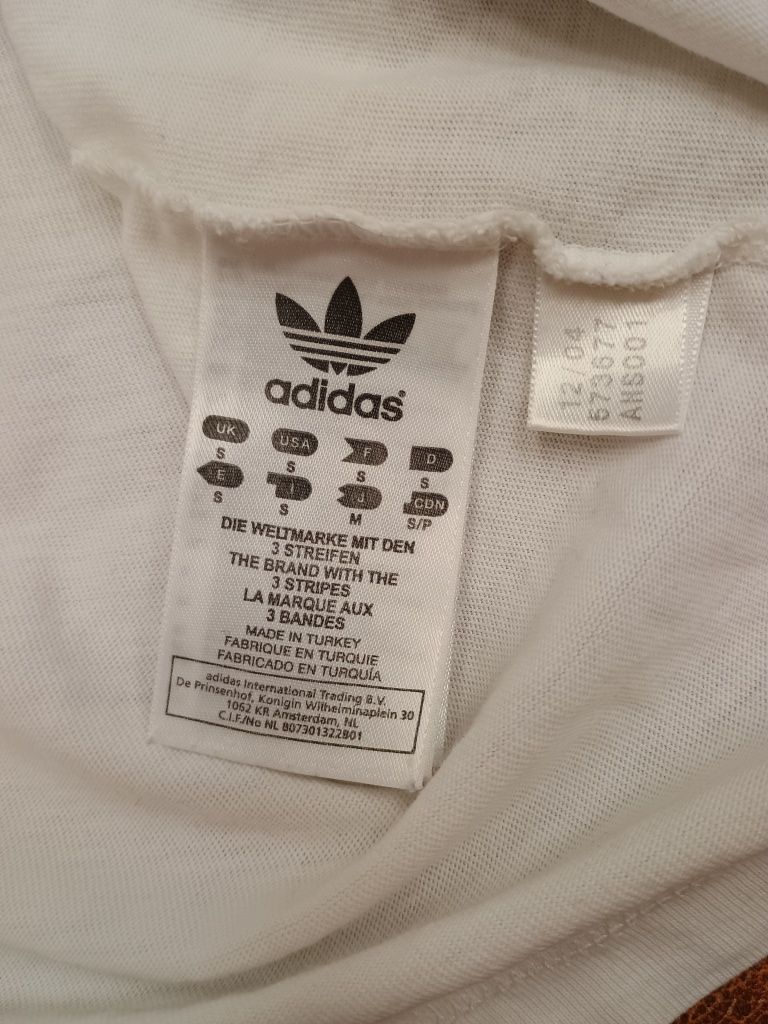 Biała Koszulka Adidas z zielonym nadrukiem logo y2k S