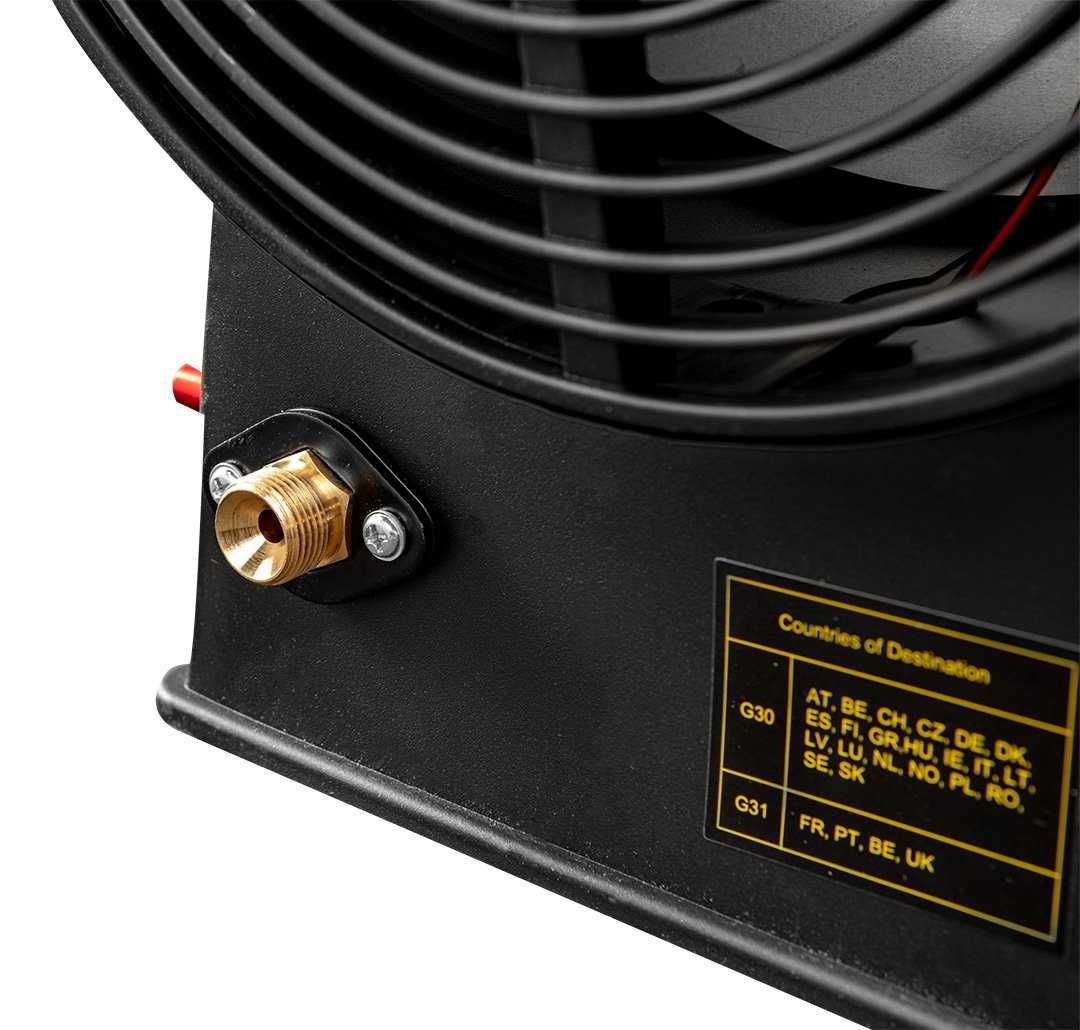 NAGRZEWNICA 2w1 gazowa AKUMULATOROWA 30kW 18V reduktor +WĄŻ 1.5m 2088