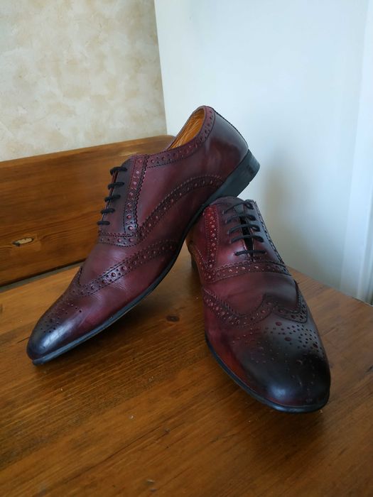 Весільні бордові шкіряні чоловічі туфлі NEXT класика 42 розмір/27см