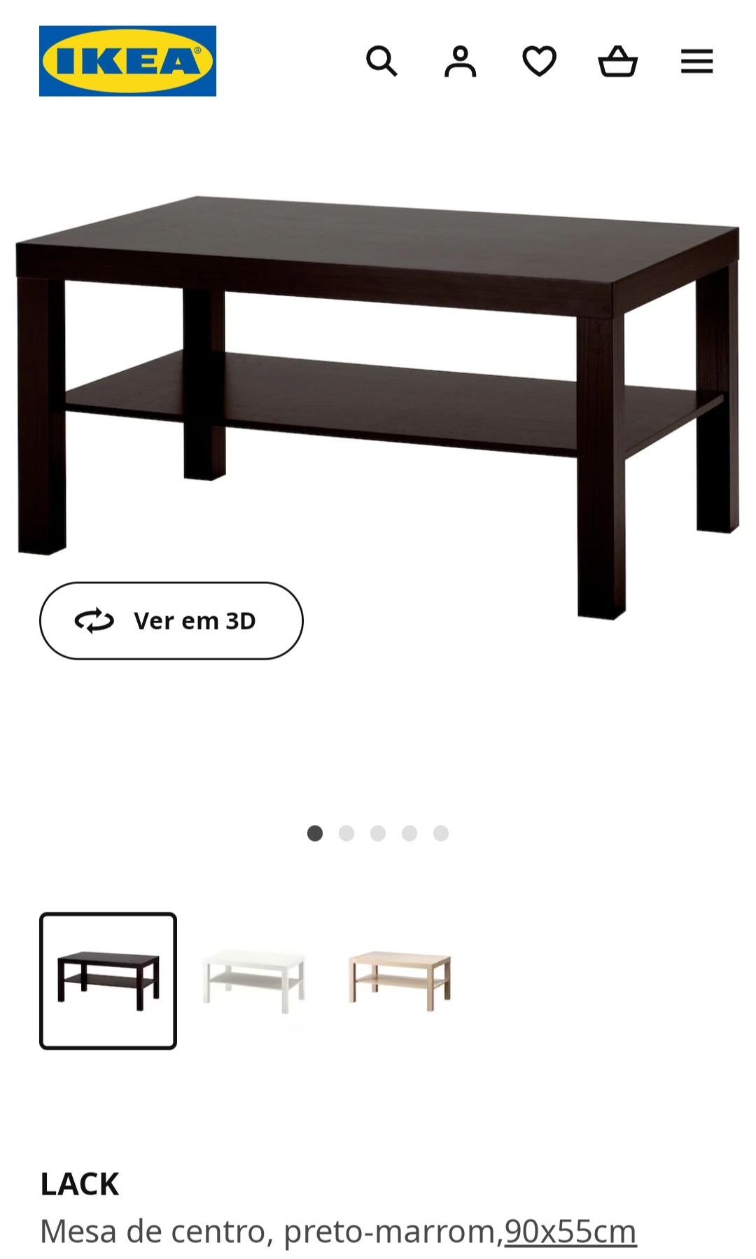 Conjunto de 2 mesas de centro Lack preto-marron 90×55cm e  55×55cm