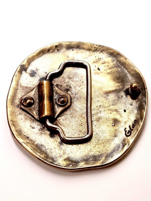 Редкая антикварная пряга для ремня, латунь, Александр Македонский