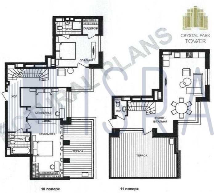 БЕЗ % Пентхаус + 2 тераси ЖК Crystal Park Tower 134м2 2 рівня
