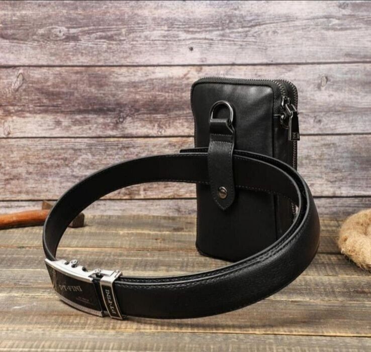 Кожаная мужская Барсетка (Портмоне). Черная. Стильная .