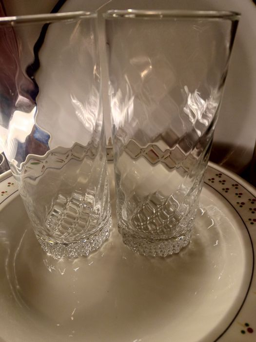 Szklanki „Diamond Twist” 14 cm 2 szt. / szkło prasowane vintage modern