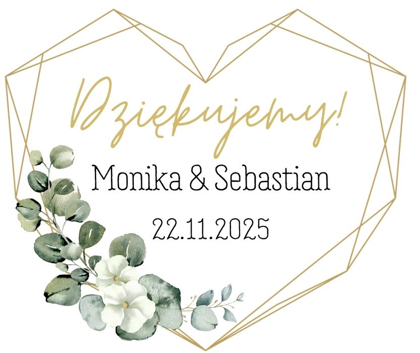 Naklejki 20 sztuk personalizacja ślub wesele itp