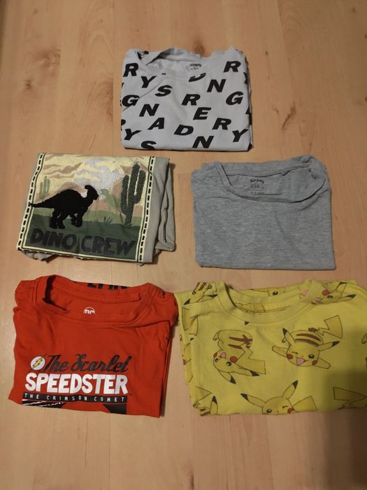 5pak t-shirtów, zestaw bluzek na krótki rękaw, rozmiar 134