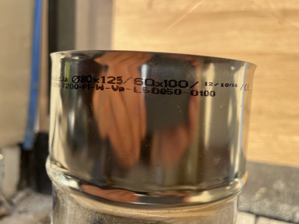 Redukcja komina kominus 80-125 na 60-100 stal nierdzewna