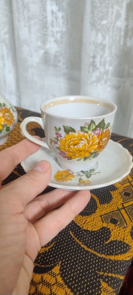 Кавовий порцеляновий набір Хризантеми кофейный сервиз