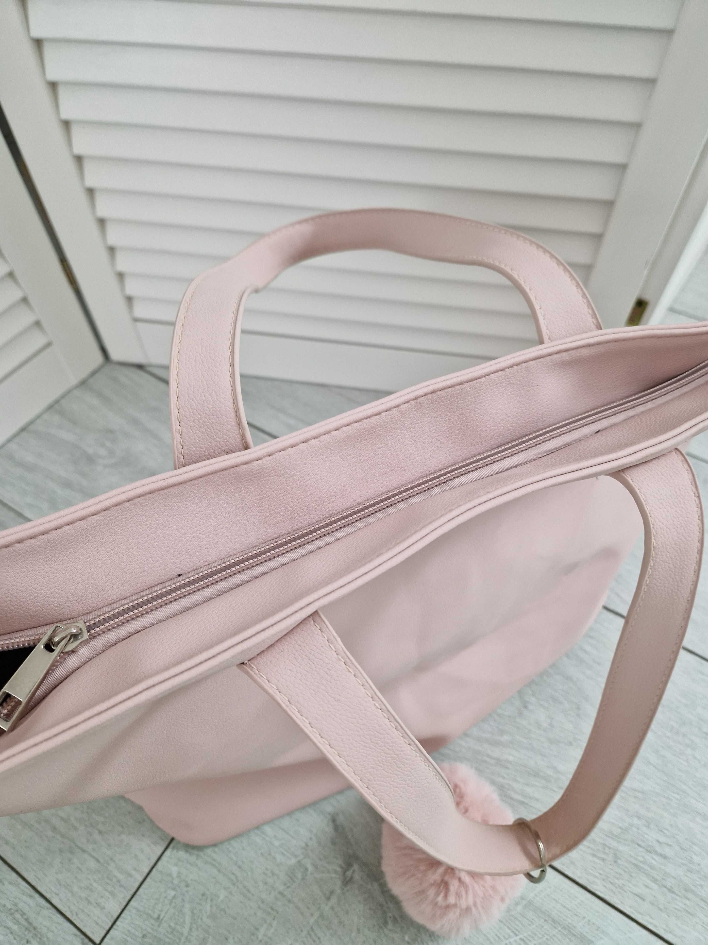 Sinsay pudrowa torebka shopper torba