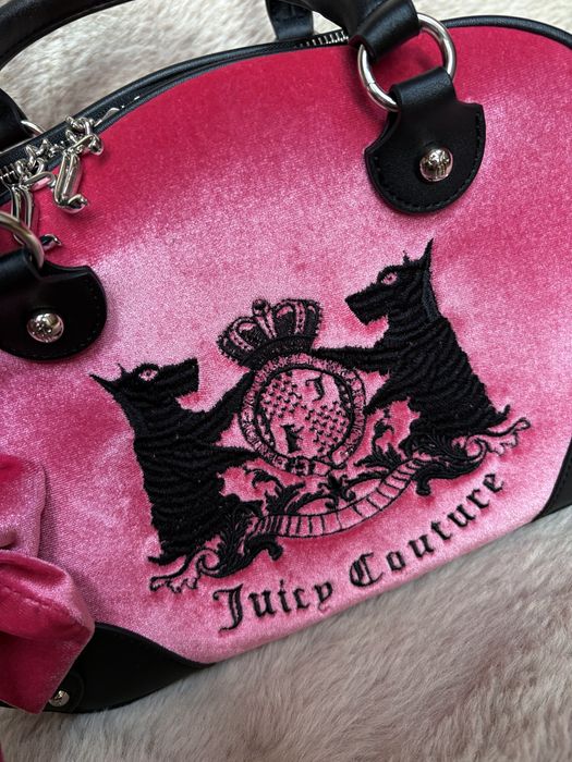 Różowa Torebka Juicy Couture Welurowa Hollyhock Bowling Bag