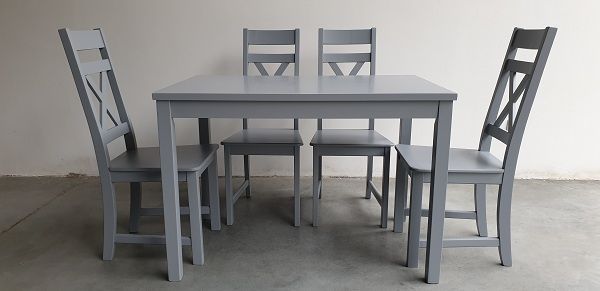 Stół z krzesłami do restauracji jadalni kuchni baru  szary  Producent