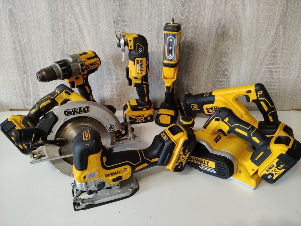 Duzy zestaw akumulatorowy Dewalt XR 7x18v pila lisica multimaster wkrę