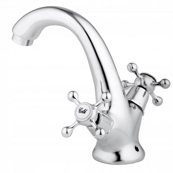 Bateria Umywalkowa Dwuuchwytowa Stojąca Chrom Retro Kran Vintage Wc