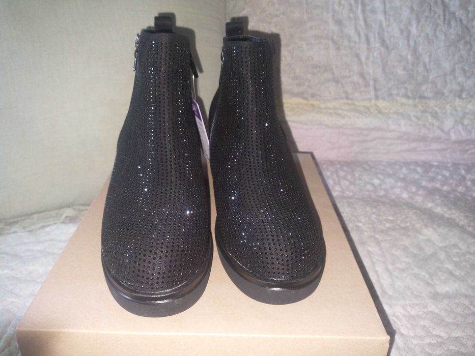 Botki Jenny Fairy 37 czarne błyszczące cekiny