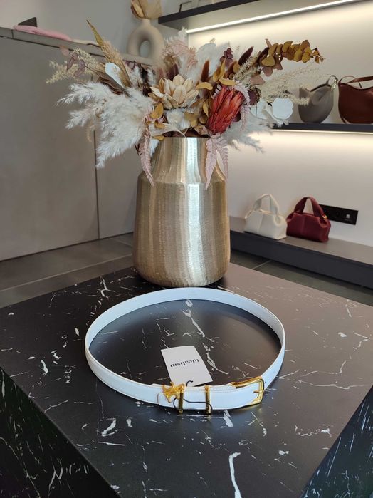 Ремінь Elegant Charm Belt In Taurillon Leather White