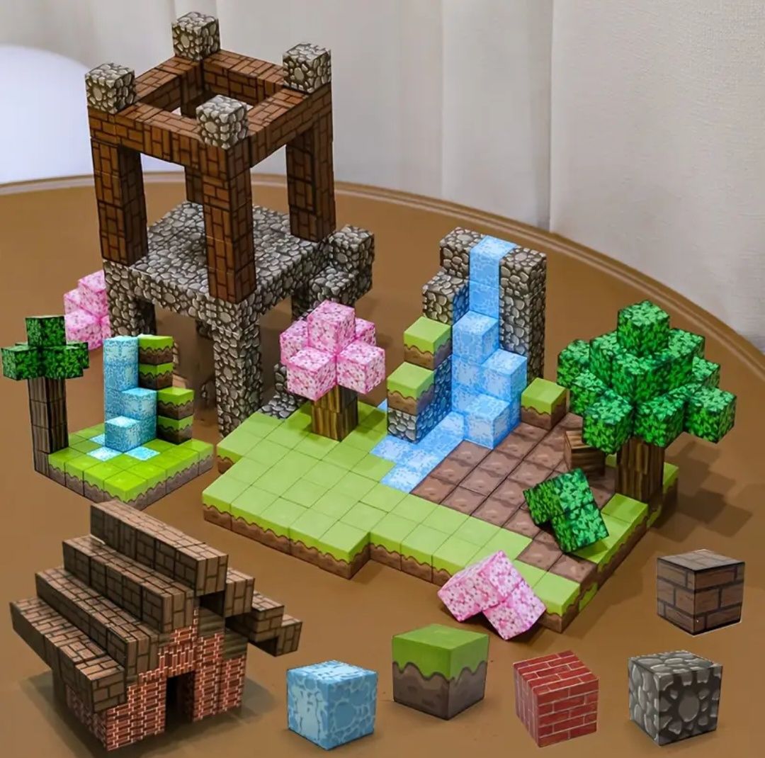 Магнитный конструктор 100 кубики на магнитах блоки майнкрафт minecraft