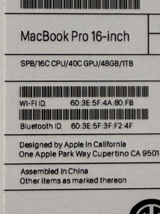 Apple MacBook Pro 16" Space Black M3 Max 48/1TB 16CPU 40GPU