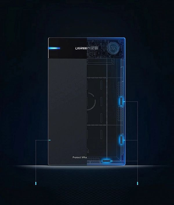 Ugreen kieszeń na dysk HDD obudowa dysku SATA 3,5'' USB 3.0 czarny (50
