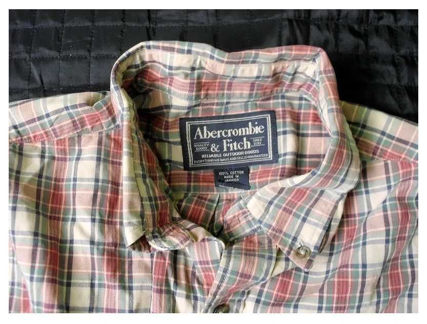 Koszula męska kratka Abercrombie & Fitch M L w kratkę długi rękaw