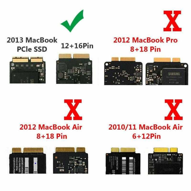 Adaptador Conversor 12+16 Pin SSD M.2 NGFF PCI-e MacBook Air 2013/15