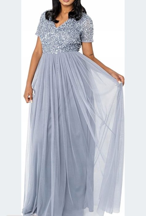 Sukienka maxi Maya Deluxe,  tiul, cekiny,  xs, wesele, bal, studniówka