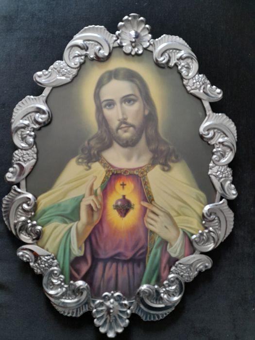 Moldura em inox com imagem Cristo