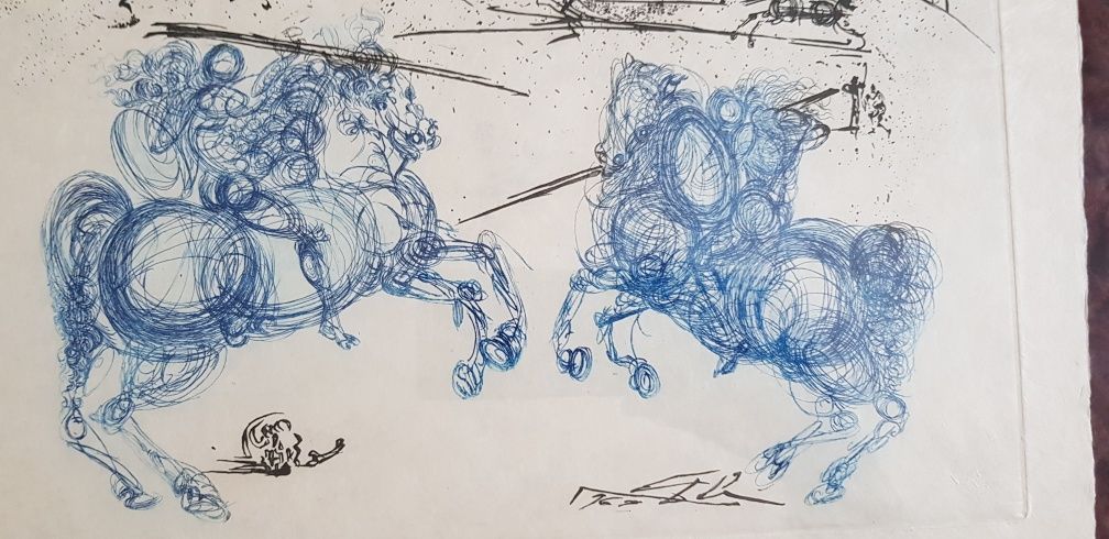 Cavaleiros azuis, bela gravura de Salvador Dali