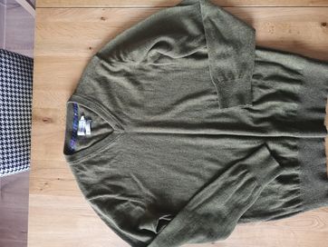 Oliwkowy sweter 100% wełna L
