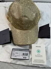 Prada crystal-embellished satin baseball cap czapka