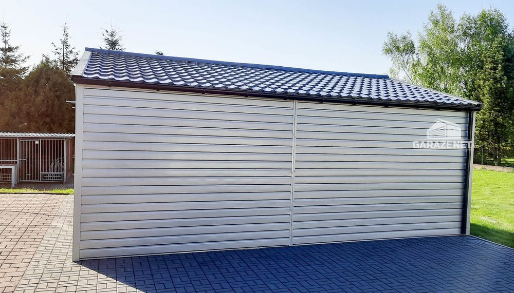 GARAŻ BLASZANY 6,5M X 6M 2X Brama Uchylna Biały Antracyt 6,5X6 Gb270
