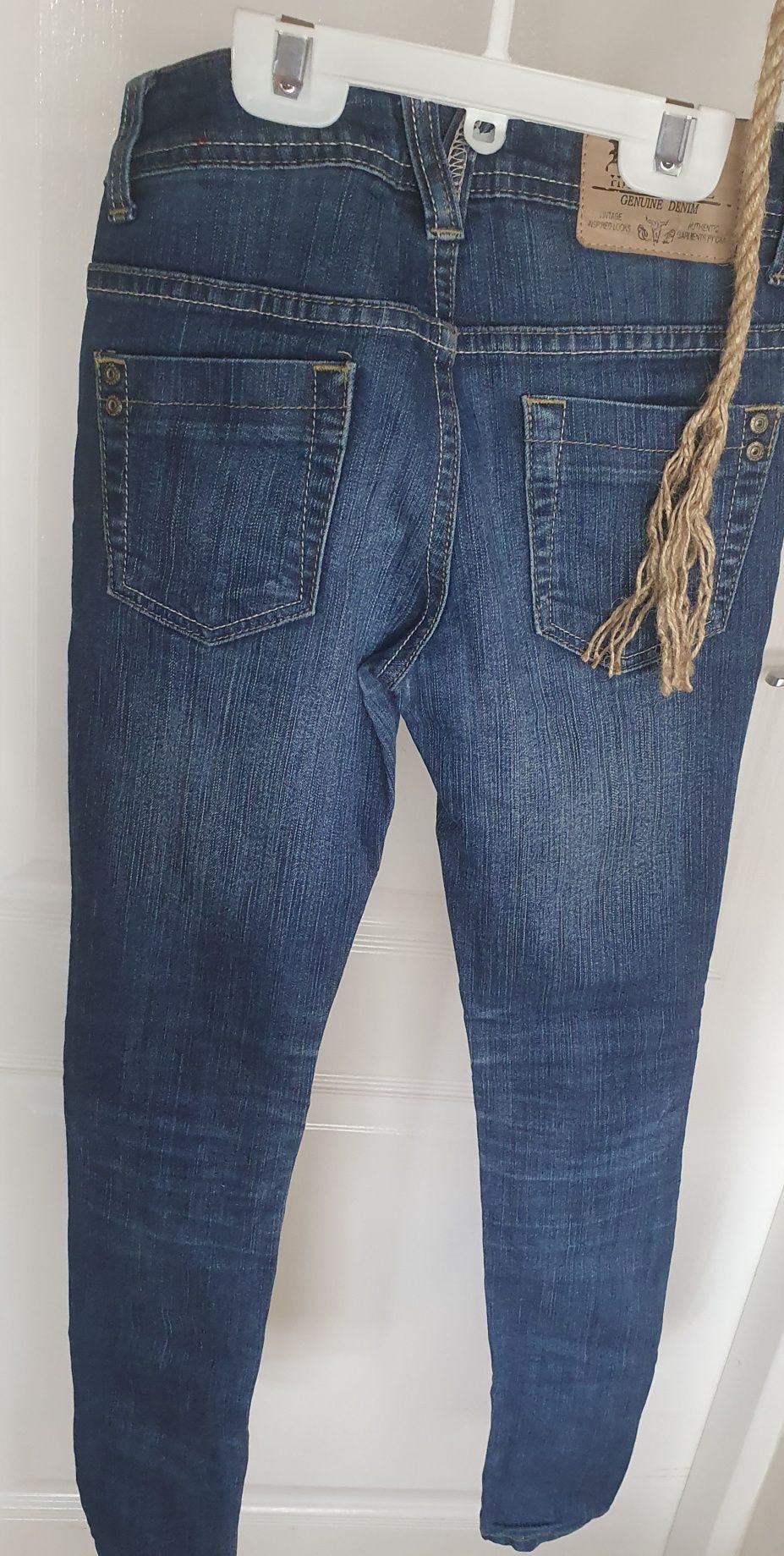 Spodnie niebieskie rurki slim denim jeans  146 basic