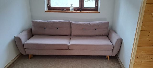 sofa rozkładana, styl skandynawski, bardzo dobra jakość