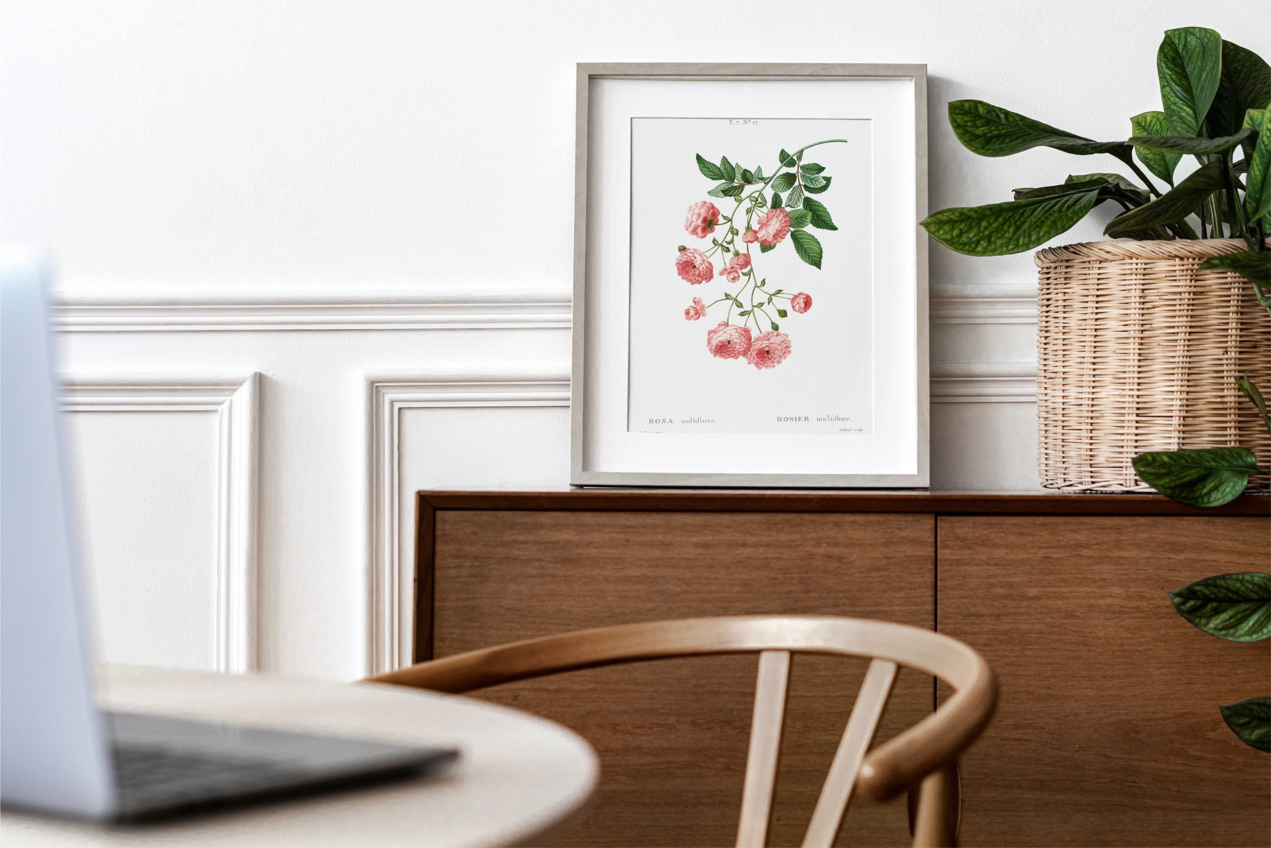 Plakat - 4szt RÓŻE Rośliny boho vintage botaniczne Walentynki