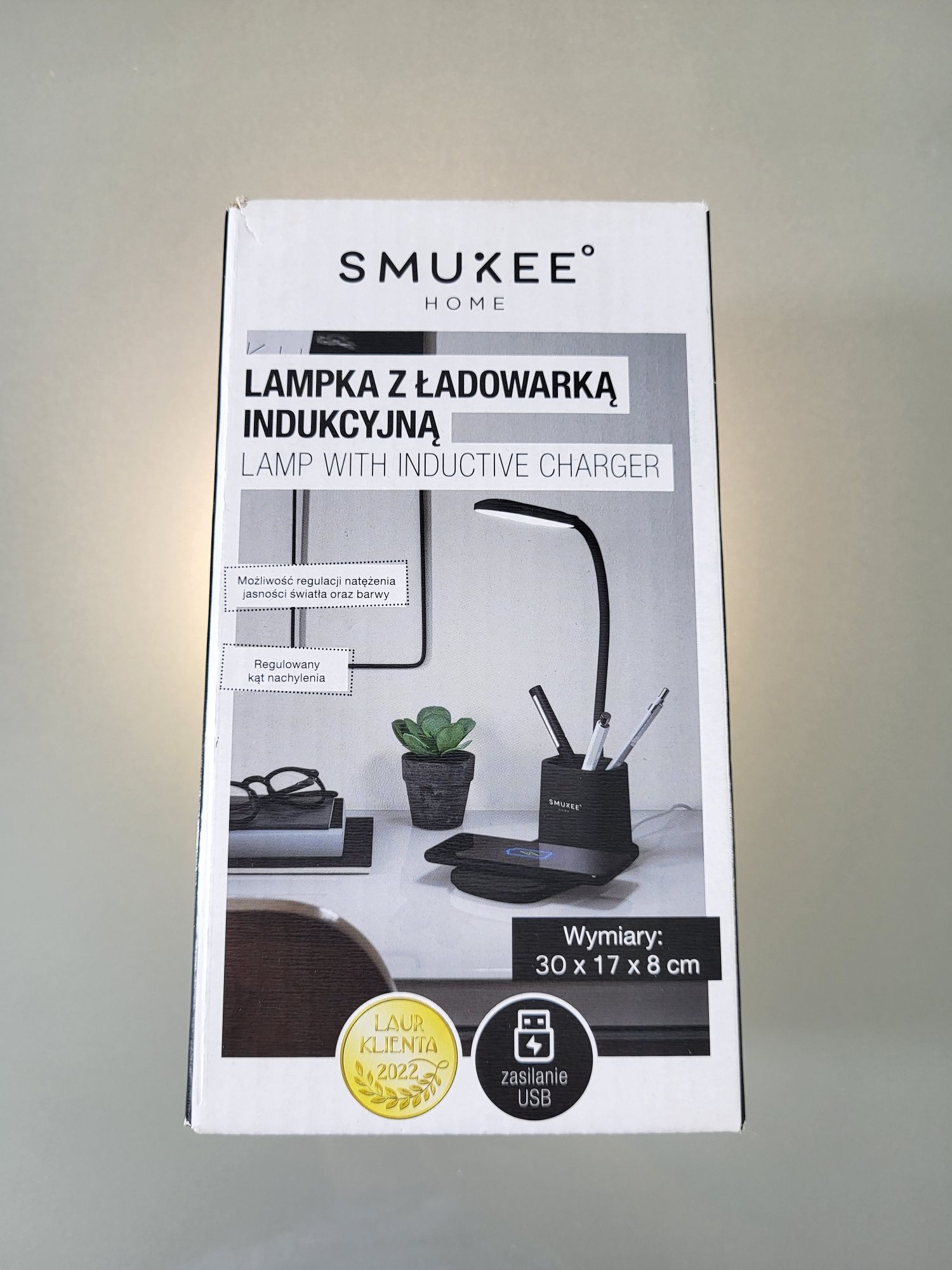 SMUKEE Home Lampka z ładowarką indukcyjną USB