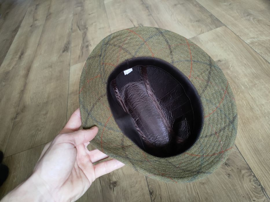 Kapelusz myśliwski wełniany w kratkę męski r. M