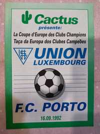 Programa de jogo Union Luxembourg FC Porto 1992/93 taça campeões