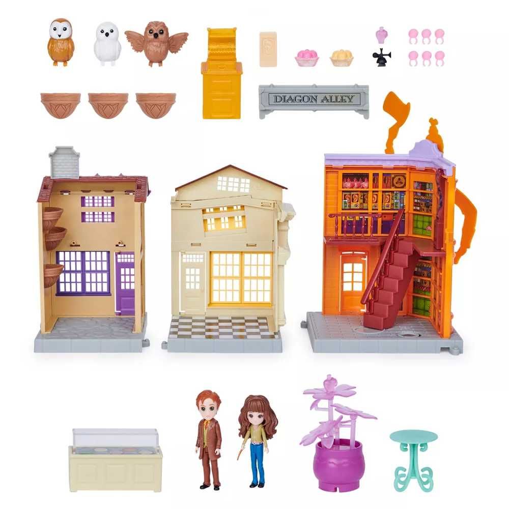 Harry Potter 3w1 Pokątna 3 sklepy figurki Hermiona Lupin Diagon Alley